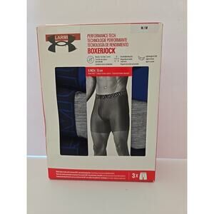 Under Armour UA 3 Pack Performance Tech 6" Boxerjock Three Boxer Briefs Blue